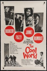 6z081 COOL WORLD linen 1sh '63 classic Shirley Clarke documentary about everyday life in Harlem!
