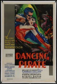 6z096 DANCING PIRATE linen 1sh '36 sexy colorful art, the first dancing musical in Technicolor!