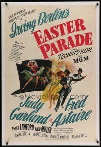6z129 EASTER PARADE linen style D 1sh '48 art of Judy Garland & Fred Astaire, Irving Berlin musical
