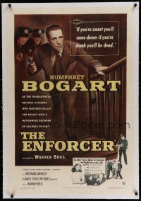 6z132 ENFORCER linen 1sh '51 Humphrey Bogart as the District Attorney fighting Murder Inc!