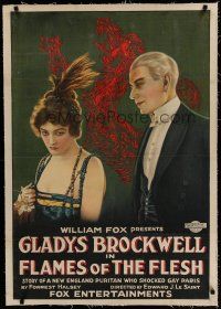 6z145 FLAMES OF THE FLESH linen 1sh '20 betrayed Gladys Brockwell becomes a famous French hooker!