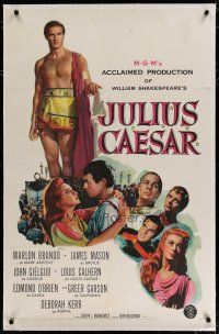 6z224 JULIUS CAESAR linen 1sh '53 Marlon Brando, James Mason & Greer Garson, Shakespeare!