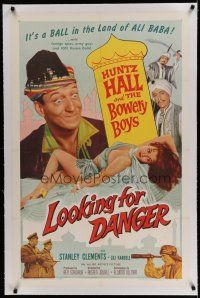 6z256 LOOKING FOR DANGER linen 1sh '57 The Bowery Boys in the land of Ali Baba w/ 1001 harem dolls!
