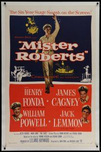 6z283 MISTER ROBERTS linen 1sh '55 Henry Fonda, James Cagney, William Powell, Jack Lemmon,John Ford