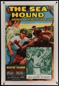 6z382 SEA HOUND linen chapter 11 1sh R55 Buster Crabbe, daredevil adventures of Captain Silver!