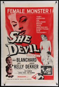6z391 SHE DEVIL linen 1sh '57 sexy inhuman female monster who destroyed everything she touched!