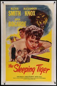 6z401 SLEEPING TIGER linen 1sh '54 Joseph Losey, sexy Alexis Smith is a saint turned sinner!
