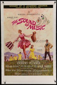 6z410 SOUND OF MUSIC linen 1sh '65 classic artwork of Julie Andrews & top cast by Howard Terpning!