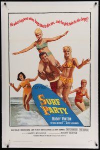 6z424 SURF PARTY linen 1sh '64 Beach Boys meet Surf Sweeties, it's a real swingin' splash of fun!