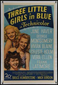 6z440 THREE LITTLE GIRLS IN BLUE linen 1sh '46 sexy June Haver, Vivian Blaine & Vera-Ellen!