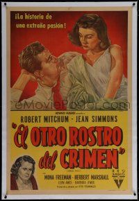 7a158 ANGEL FACE linen Argentinean '53 Robert Mitchum, Jean Simmons, Otto Preminger, Howard Hughes
