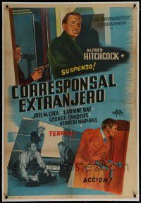 7a163 FOREIGN CORRESPONDENT linen Argentinean R40s Alfred Hitchcock, different art of Joel McCrea!
