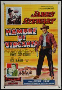 7a164 MAN FROM LARAMIE linen Argentinean R60s art of cowboy James Stewart, directed by Anthony Mann!