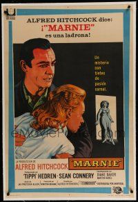 7a165 MARNIE linen Argentinean '64 different art of Sean Connery & Tippi Hedren, Alfred Hitchcock!