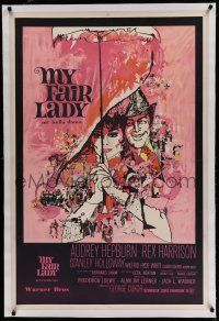 7a168 MY FAIR LADY linen Argentinean '64 classic art of Audrey Hepburn & Rex Harrison by Bob Peak!