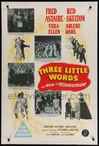 7a343 THREE LITTLE WORDS linen Aust 1sh '50 Fred Astaire, Red Skelton, Arlene Dahl & Vera-Ellen!