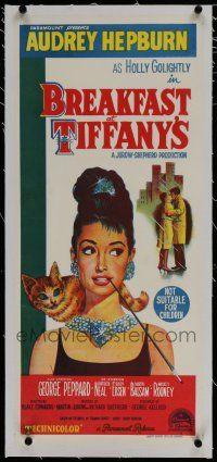 7a348 BREAKFAST AT TIFFANY'S linen Aust daybill '61 classic art of sexy elegant Audrey Hepburn!