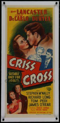 7a353 CRISS CROSS linen Aust daybill '48 Burt Lancaster, Yvonne De Carlo, Robert Siodmak film noir!