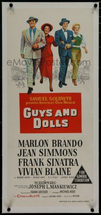 7a359 GUYS & DOLLS linen Aust daybill '55 Marlon Brando, Jean Simmons, Frank Sinatra & Blaine