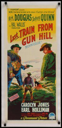 7a368 LAST TRAIN FROM GUN HILL linen Aust daybill '59 best Richardson Studio art of Kirk Douglas!