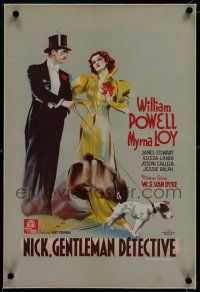 7a386 AFTER THE THIN MAN linen pre-War Belgian '37 best art of William Powell, Myrna Loy & Asta!