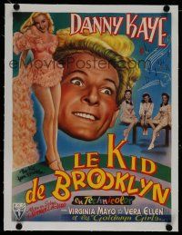 7a425 KID FROM BROOKLYN linen Belgian '46 art of Danny Kaye & sexy Virginia Mayo, different!