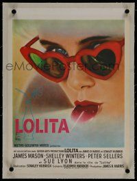 7a432 LOLITA linen Belgian '62 Stanley Kubrick, sexy Sue Lyon with heart sunglasses & lollipop!
