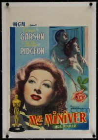 7a437 MRS. MINIVER linen Belgian R50s Greer Garson, Walter Pidgeon, directed by William Wyler!