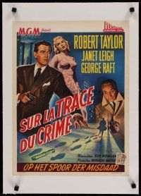 7a457 ROGUE COP linen Belgian '54 film noir art of Robert Taylor, George Raft & sexy Janet Leigh!