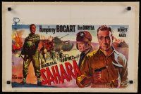 7a460 SAHARA linen Belgian R60s Wik art of World War II soldier Humphrey Bogart with gun!