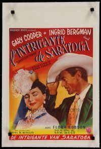 7a462 SARATOGA TRUNK linen Belgian '45 different art of Gary Cooper tipping hat at Ingrid Bergman!