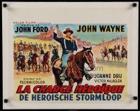 7a466 SHE WORE A YELLOW RIBBON linen Belgian R50s wonderful art of John Wayne on horse, John Ford