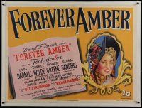7a137 FOREVER AMBER linen British quad '47 art of sexy Linda Darnell, directed by Otto Preminger!