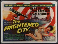 7a139 FRIGHTENED CITY linen British quad '61 different art of gun pointed at sexy Yvonne Romain!
