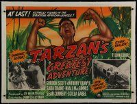 7a152 TARZAN'S GREATEST ADVENTURE linen British quad '59 Gordon Scott in the savage African jungle!