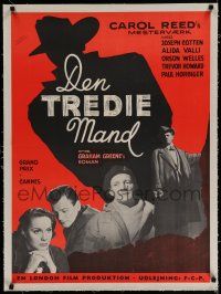 7a103 THIRD MAN linen Danish R60s Orson Welles, Joseph Cotten & Valli, classic film noir!