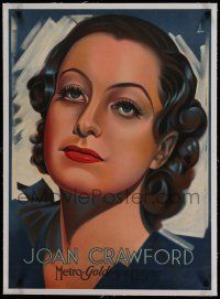 7a214 JOAN CRAWFORD linen French 23x32 '30s incredible artwork portrait of the star by Dori!