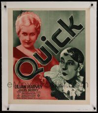 7a218 QUICK linen French 23x32 '32 great image of pretty Lilian Harvey & clown Jules Berry!