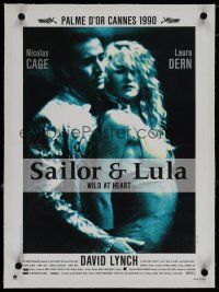 7a230 WILD AT HEART linen French 15x21 '90 David Lynch, sexiest image of Nicolas Cage & Laura Dern!