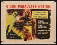7a058 GAMMA PEOPLE linen 1/2sh '56 G-gun paralyzes nation, great image of hypnotized Gamma people!