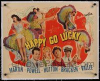 7a061 HAPPY GO LUCKY linen style B 1/2sh '43 Mary Martin looks for a rich husband in Trinidad!