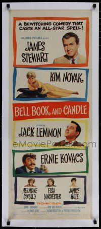 7a042 BELL, BOOK & CANDLE linen insert '58 James Stewart, Lemmon, witch Kim Novak laying with cat!