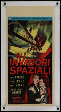 7a327 INVADERS FROM MARS linen Italian locandina '58 classic, sci-fi, completely different art!