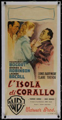 7a328 KEY LARGO linen Italian locandina '48 best Martinati art of Bogart, Lauren Bacall & Robinson!