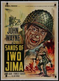 7a271 SANDS OF IWO JIMA linen export Italian 20x28 R60s great art of World War II Marine John Wayne!