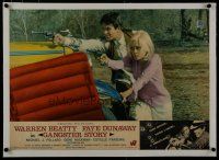 7a279 BONNIE & CLYDE linen Italian photobusta '67 Faye Dunaway & Warren Beatty pointing guns by car!