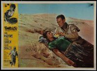 7a300 LEGEND OF THE LOST linen Italian photobusta '57 John Wayne gives water to hot Sophia Loren!