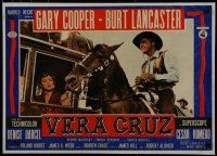 7a317 VERA CRUZ linen Italian photobusta '55 Burt Lancaster on horse, Denise Darcel in stagecoach!