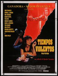 7a109 PULP FICTION linen Mexican poster '94 Tarantino, sexy Uma Thurman & John Travolta, different!