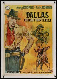 7a238 DALLAS linen Spanish R64 different Jano art of Texas cowboy Gary Cooper & Ruth Roman!